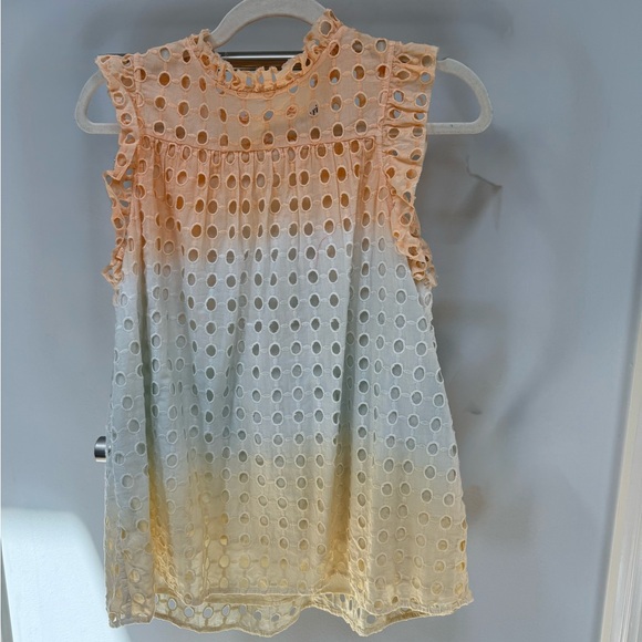 Eyelet shell blouse from Anthro with ombre color way - Picture 1 of 3